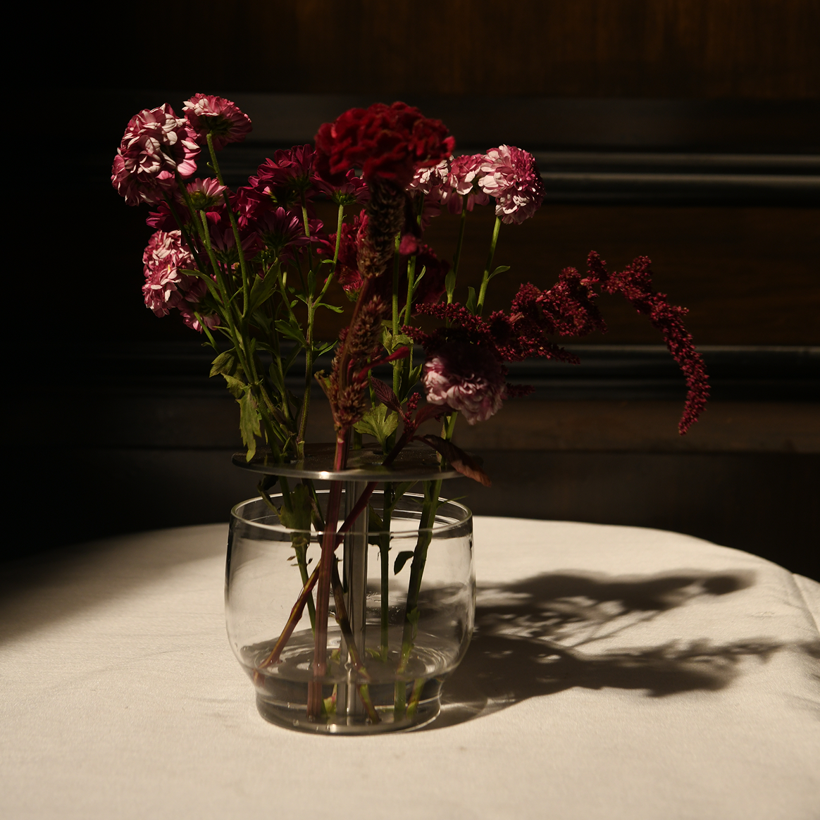 Small Chrome Ikebana Vase - Desktop Minimalist Flower Holder