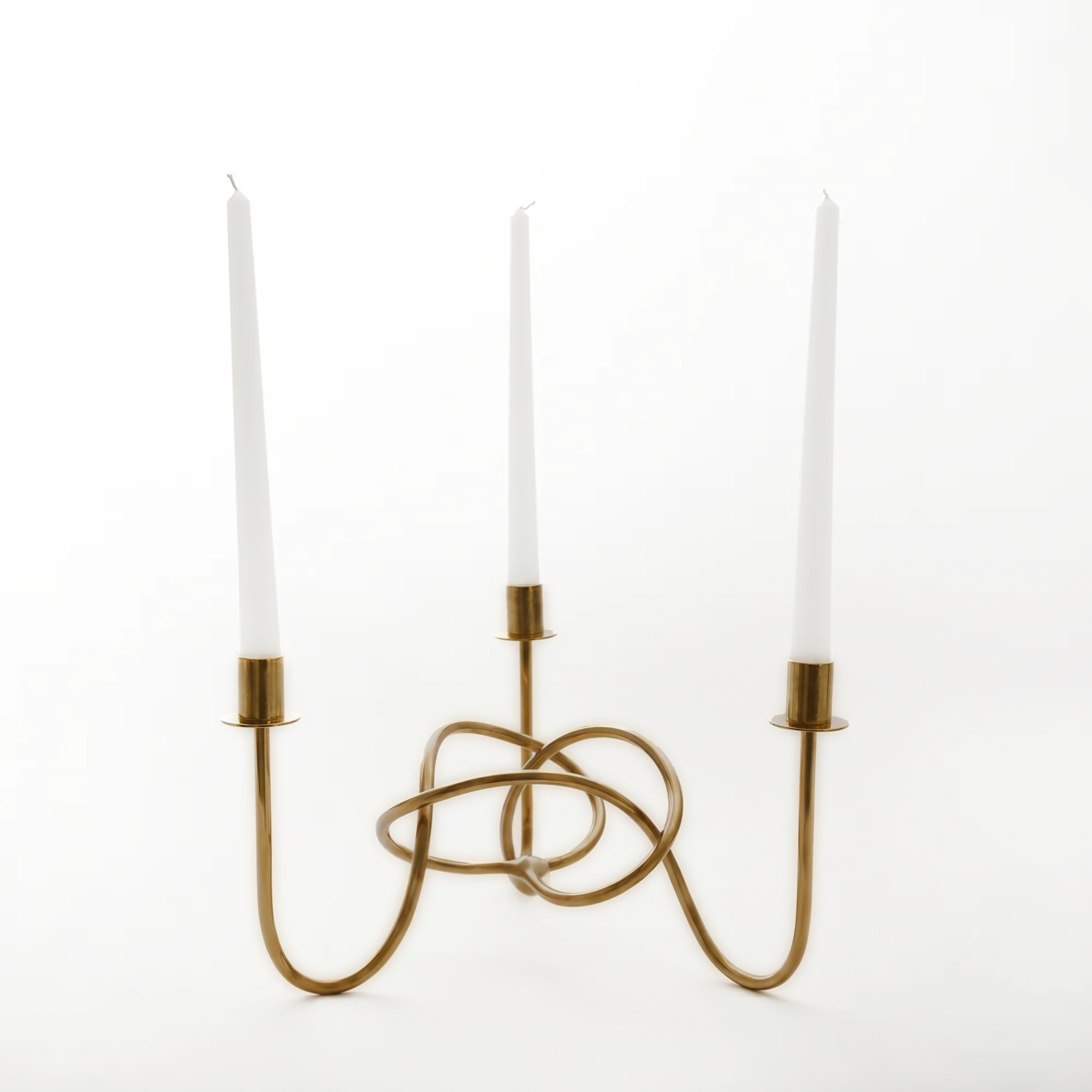 Thread of Togetherness Burnished Brass Taper Candle Holder – Set of 3