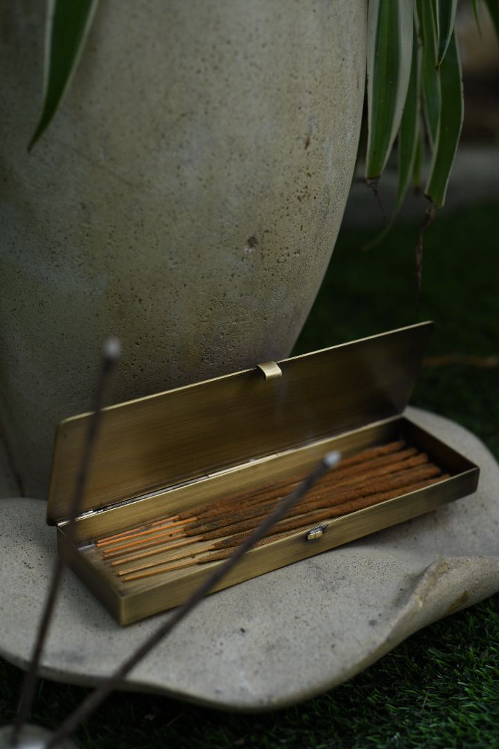 Byaas | Anaar Engraved Incense & Storage Box, Brushed Brass (view 2)