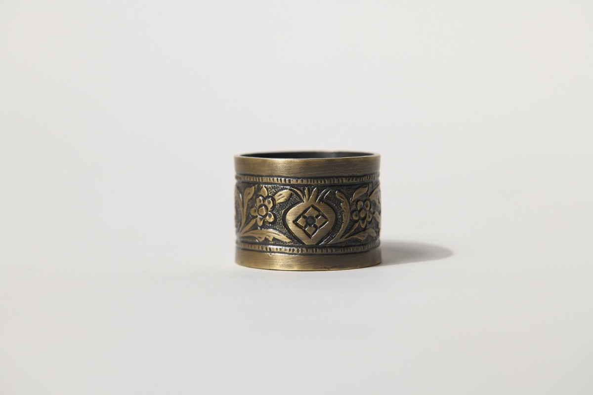 Anaar Heritage Repoussé Brass Napkin Rings – Set of 4