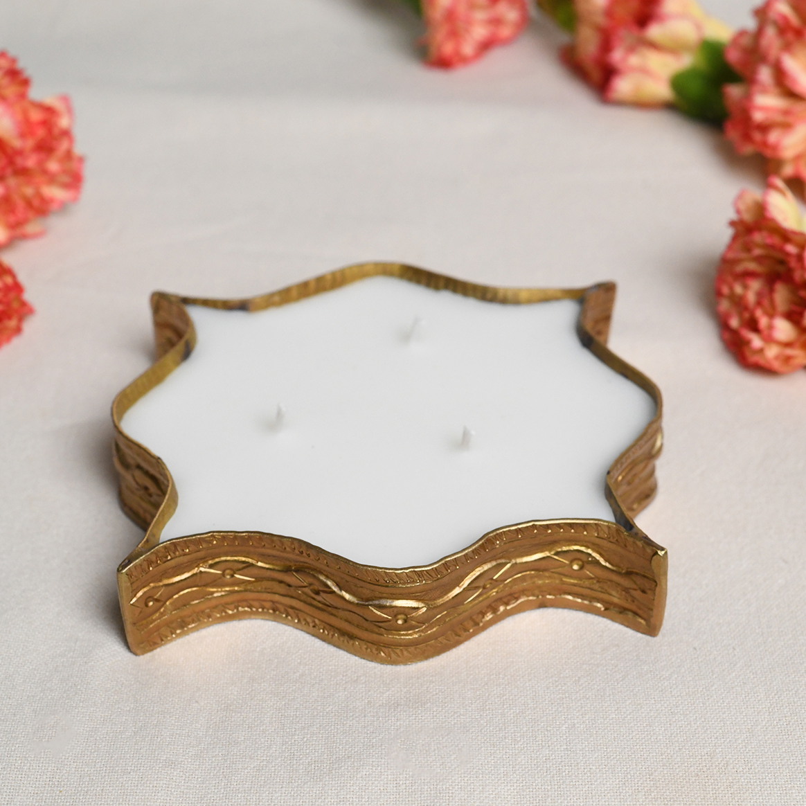 Byaas | Diya Multi-Wick Candle, Large, Brass