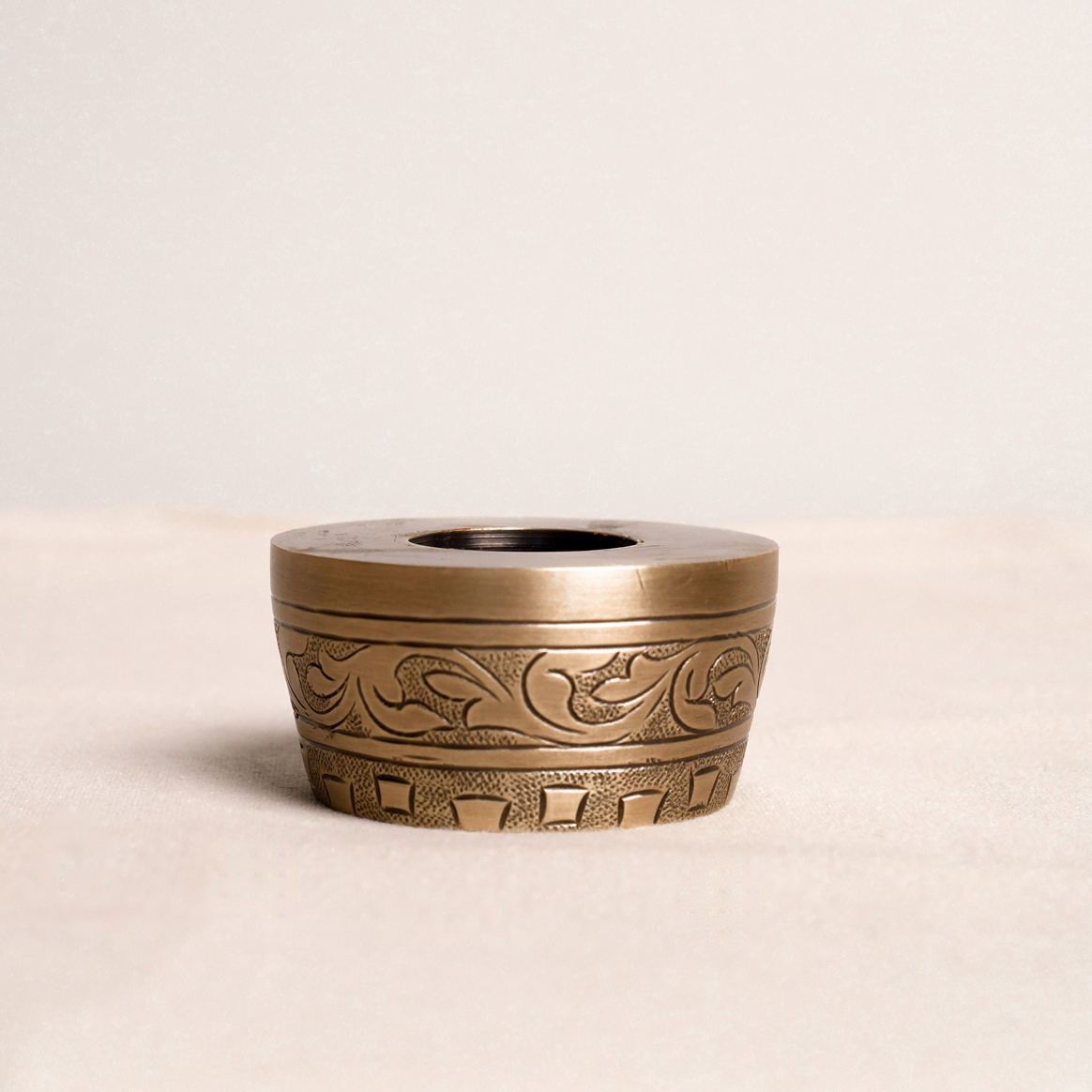 Byaas | Foliage Repoussé Taper Candle Holders, Set of 2, Antique Brass