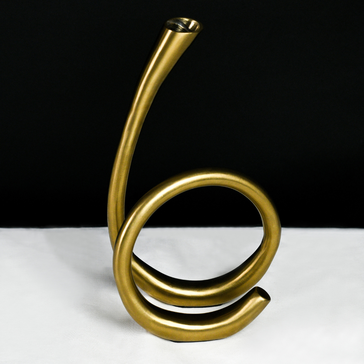 Byaas | Helix Spiral Base Taper Candle Holder, Burnished Brass
