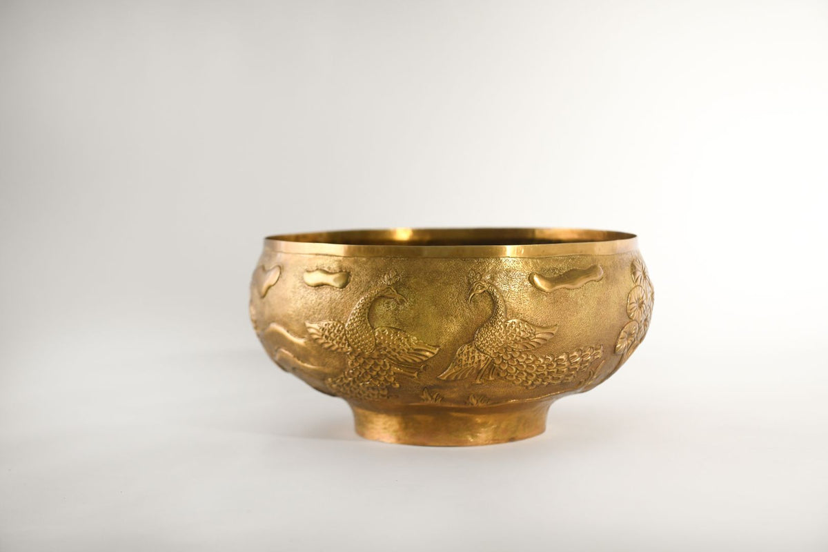 Byaas | Peacock & Palms Repoussé Heirloom Vase, Solid Brass (view 2)