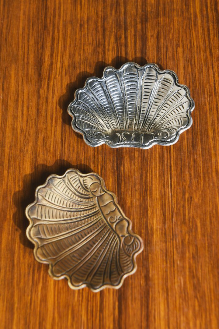 Scallop Shell Repoussé Burnished Brass Trinket Catchall