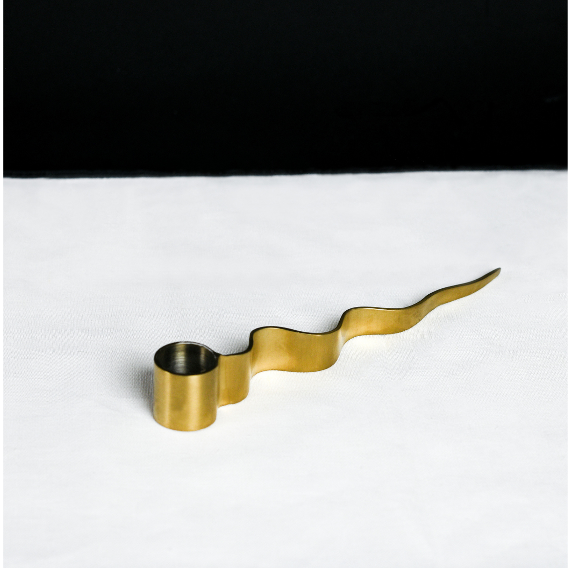 Byaas | Slithering Snake Taper Candle Holder, Polished Brass