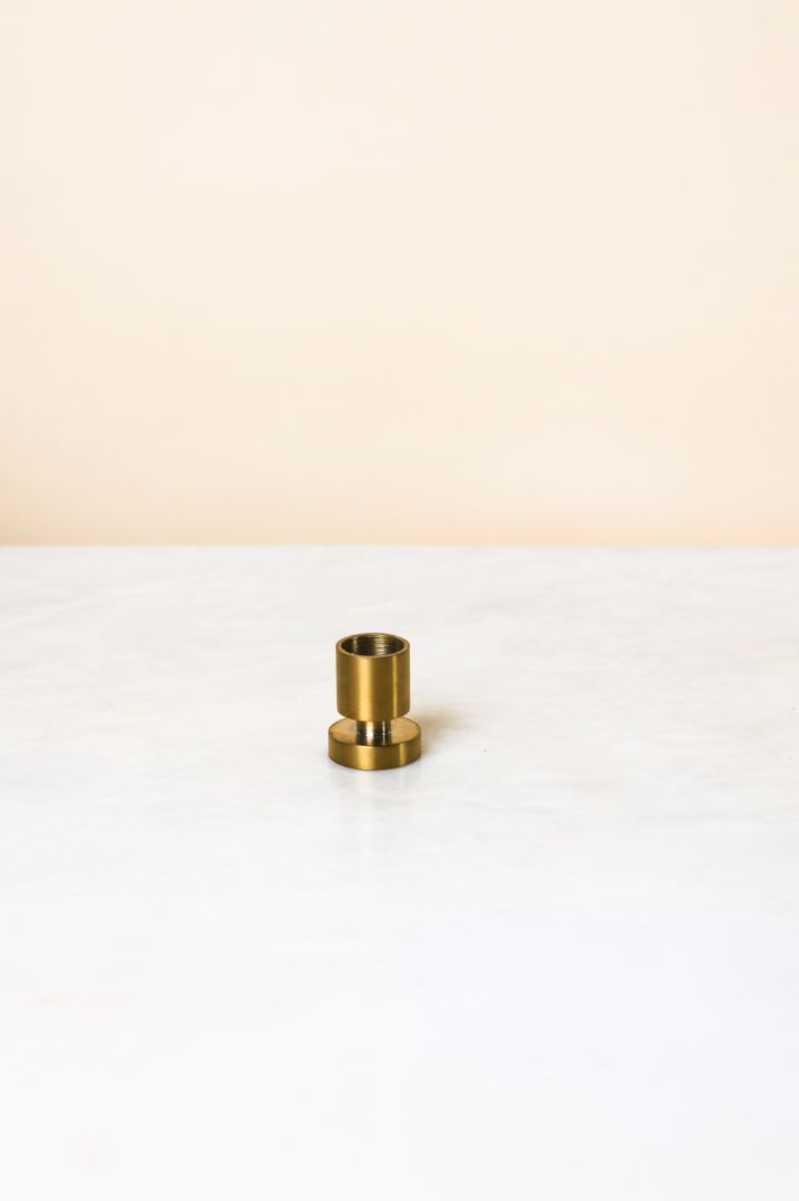 Byaas | Stela Petite Column Taper Candle Holder, Antique Brass (view 2)