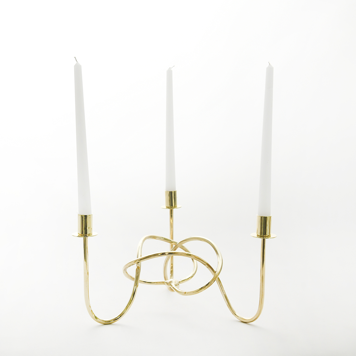 Byaas | Thread of Togetherness Taper Candle Holder, Set of 3, Brass