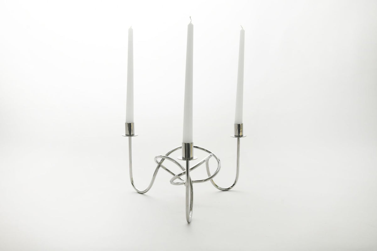 Thread of Togetherness Chrome Taper Candle Holders, Set of 3
