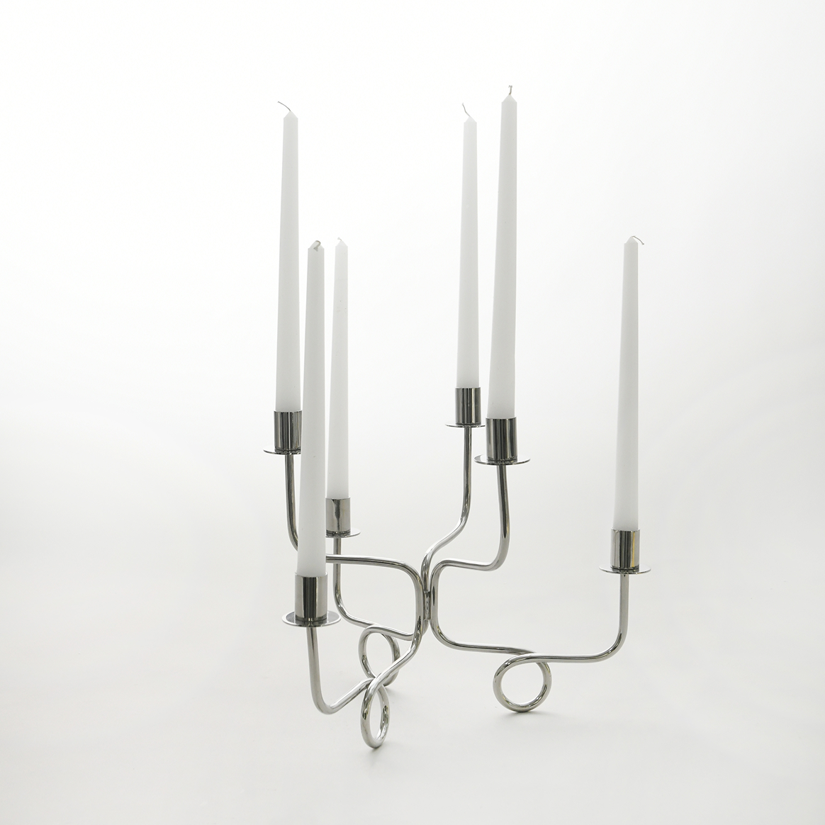 Byaas | Thread of Togetherness Taper Candle Holder, Set of 6, Chrome