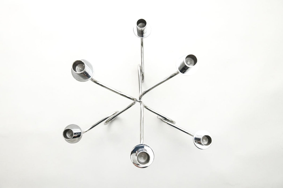 Byaas | Thread of Togetherness Taper Candle Holder, Set of 6, Chrome (view 2)