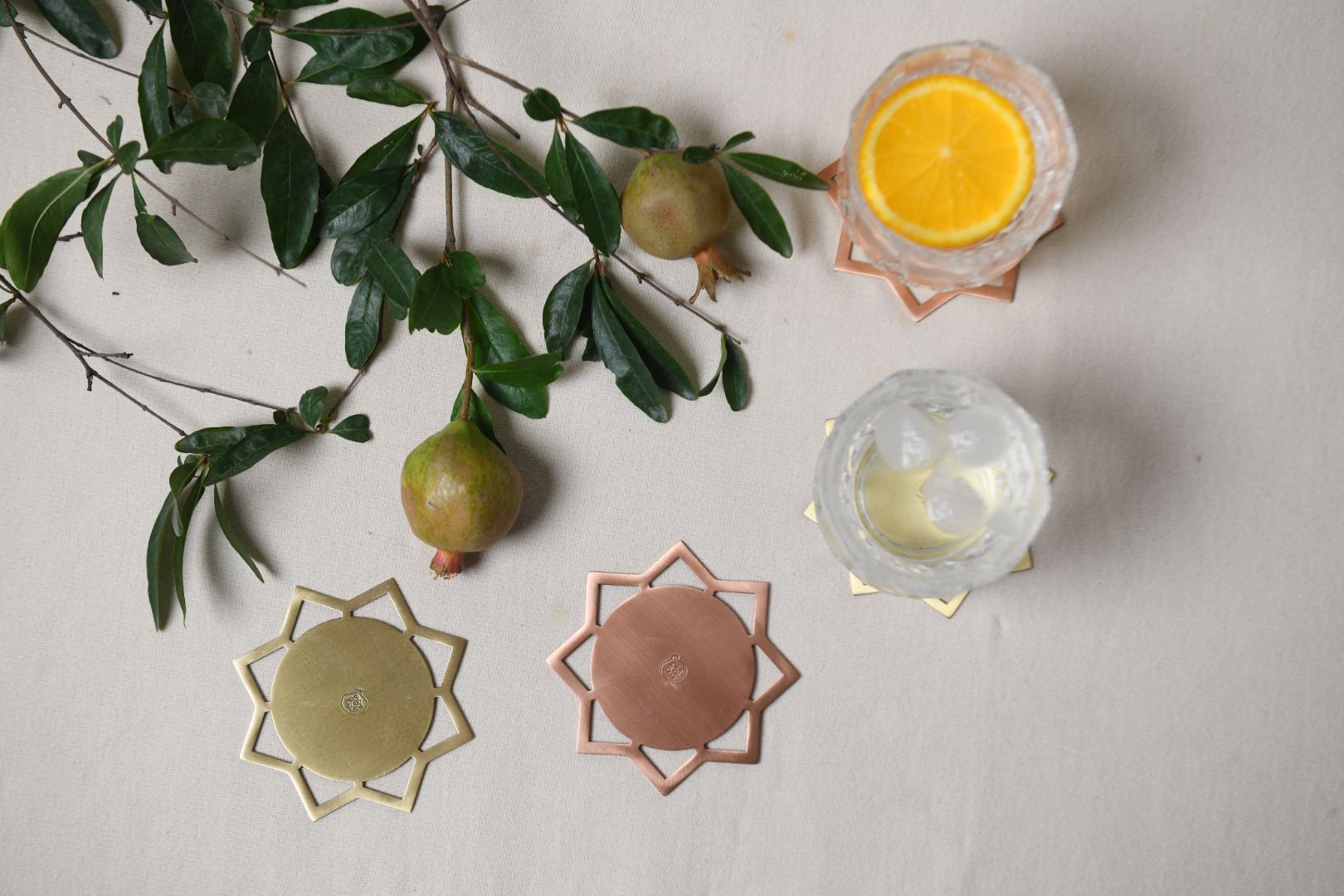 Brushed Metal Drink Coasters (Set of 4) - Modern Barware Table Protection