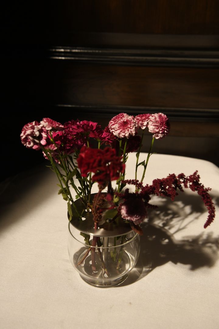 Small Chrome Ikebana Vase - Desktop Minimalist Flower Holder