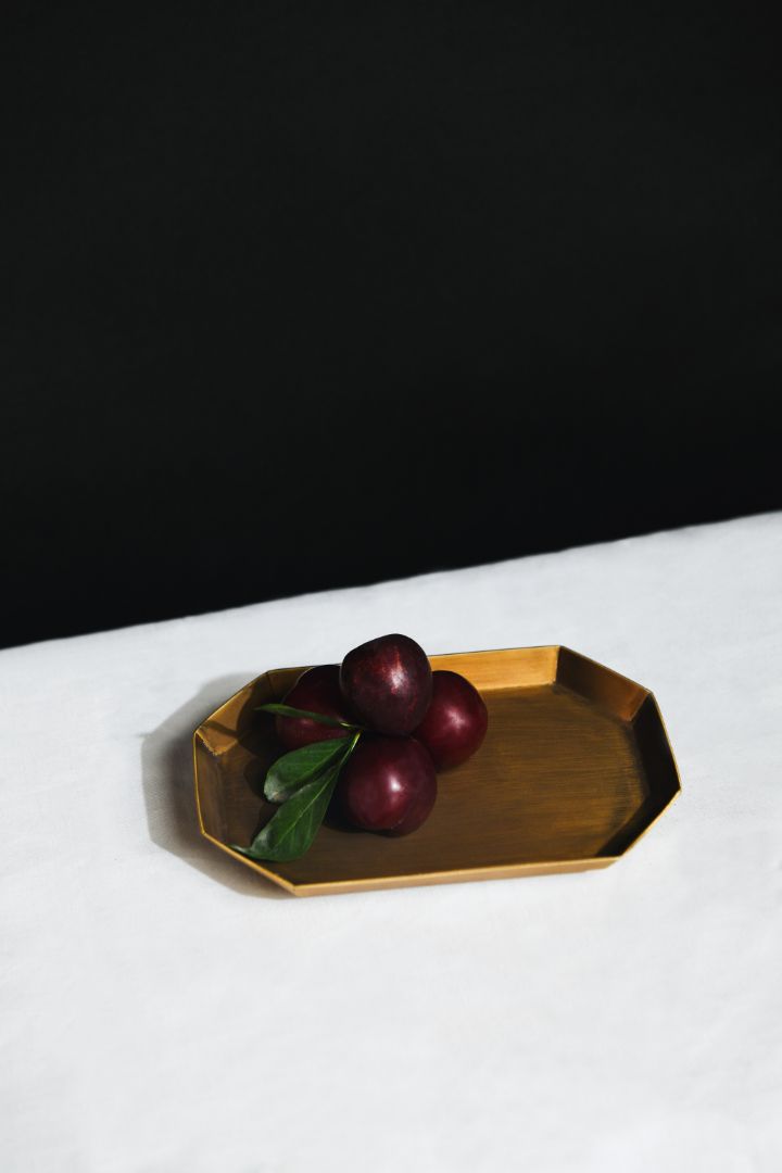 Elongated Octagonal Antique Brass Tray