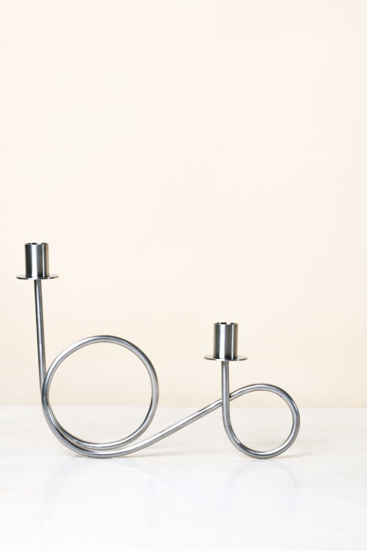 Double Loop Chrome Taper Candle Holder