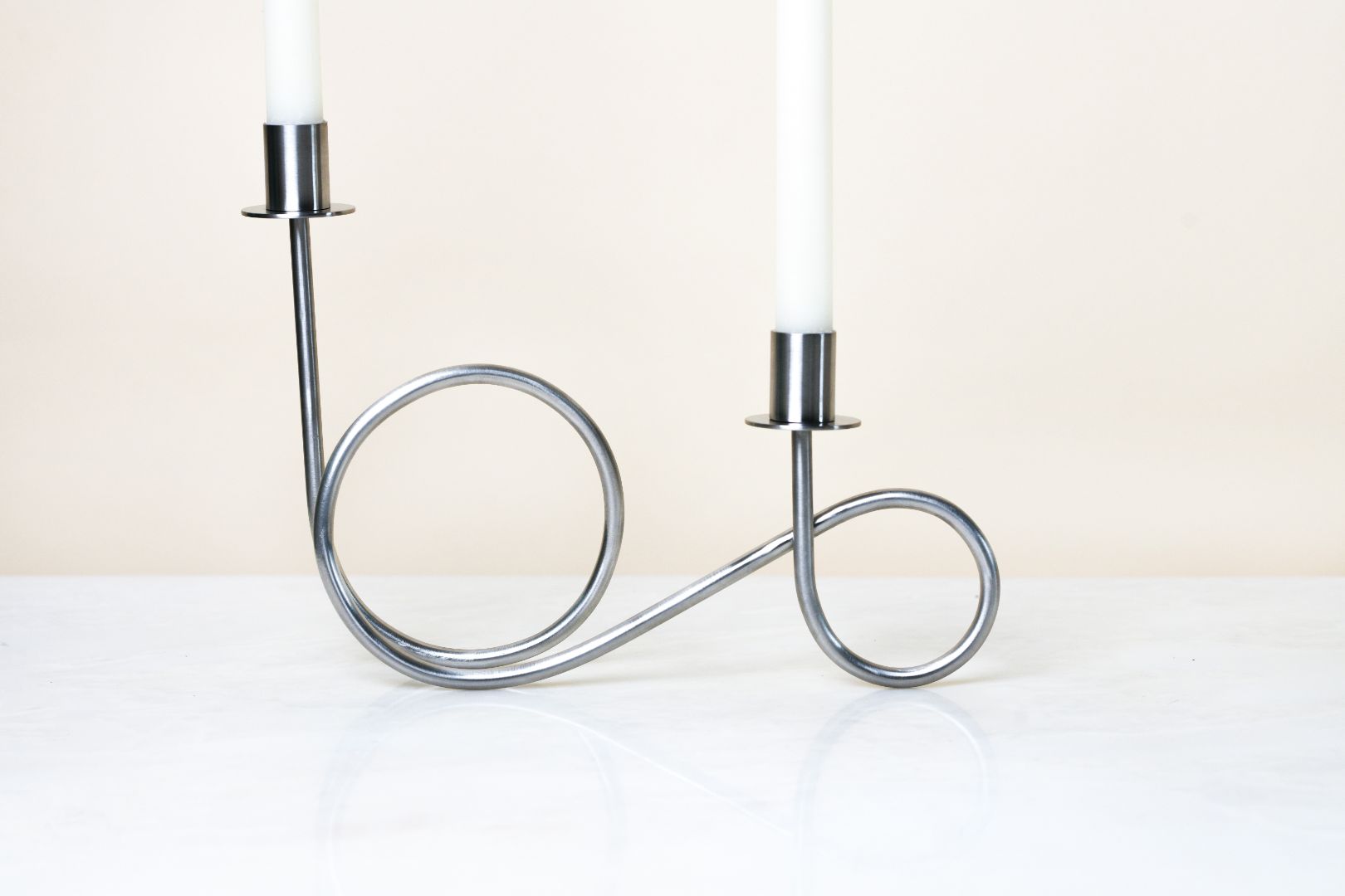 Double Loop Chrome Taper Candle Holder