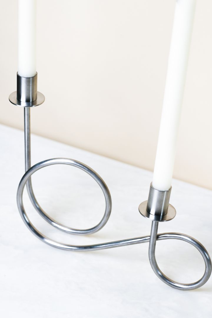 Double Loop Chrome Taper Candle Holder