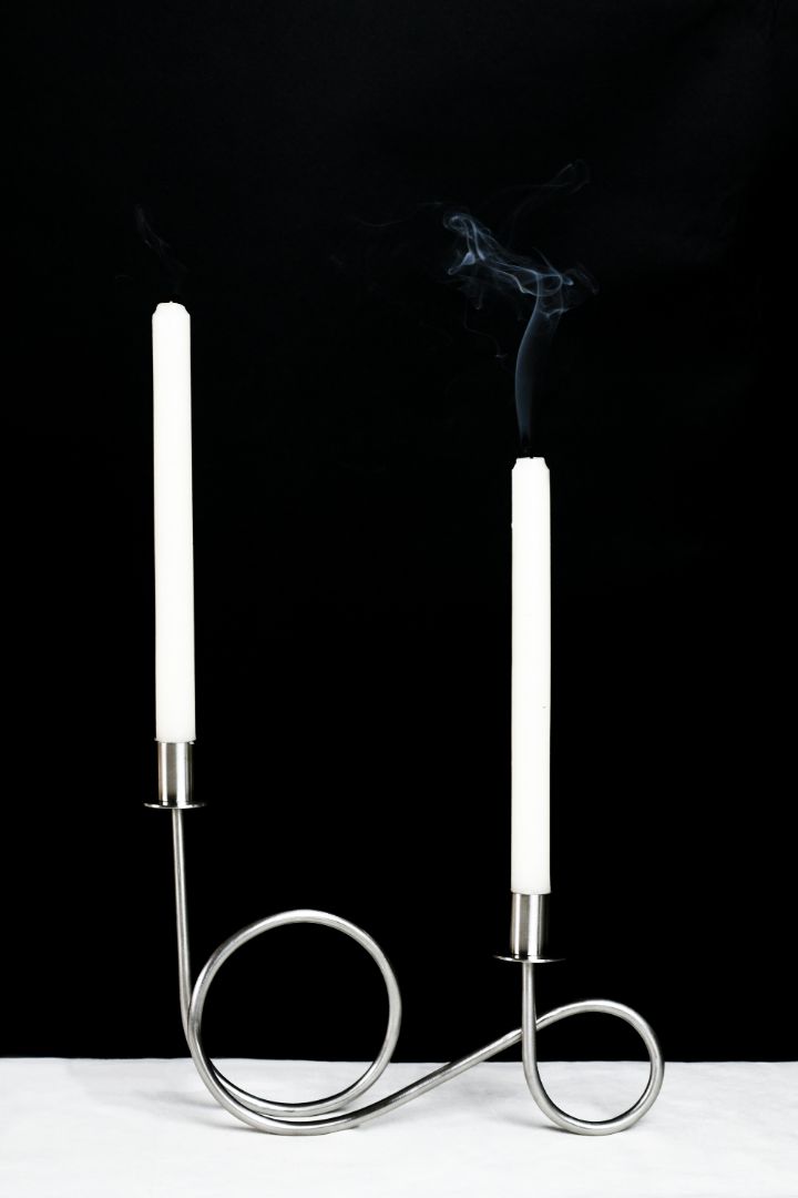Double Loop Chrome Taper Candle Holder