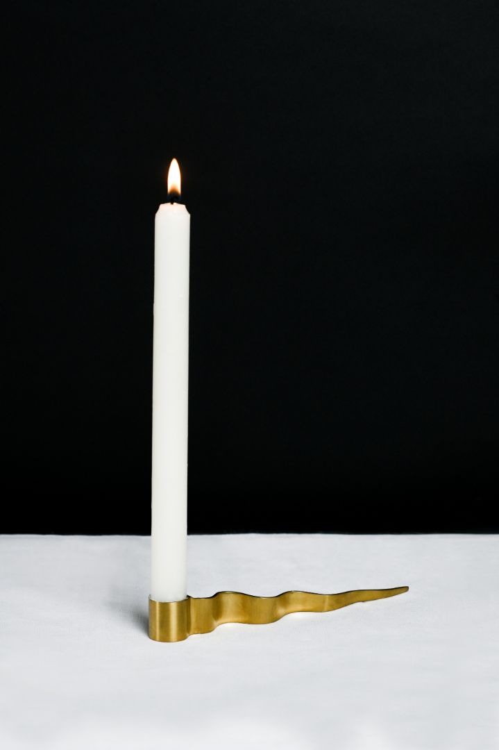 Slithering Snake Polished Brass Taper Candle Holder