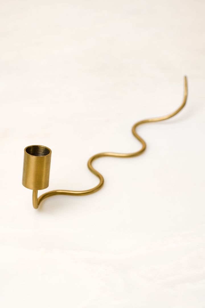 Serpentine Burnished Brass Taper Candle Holder
