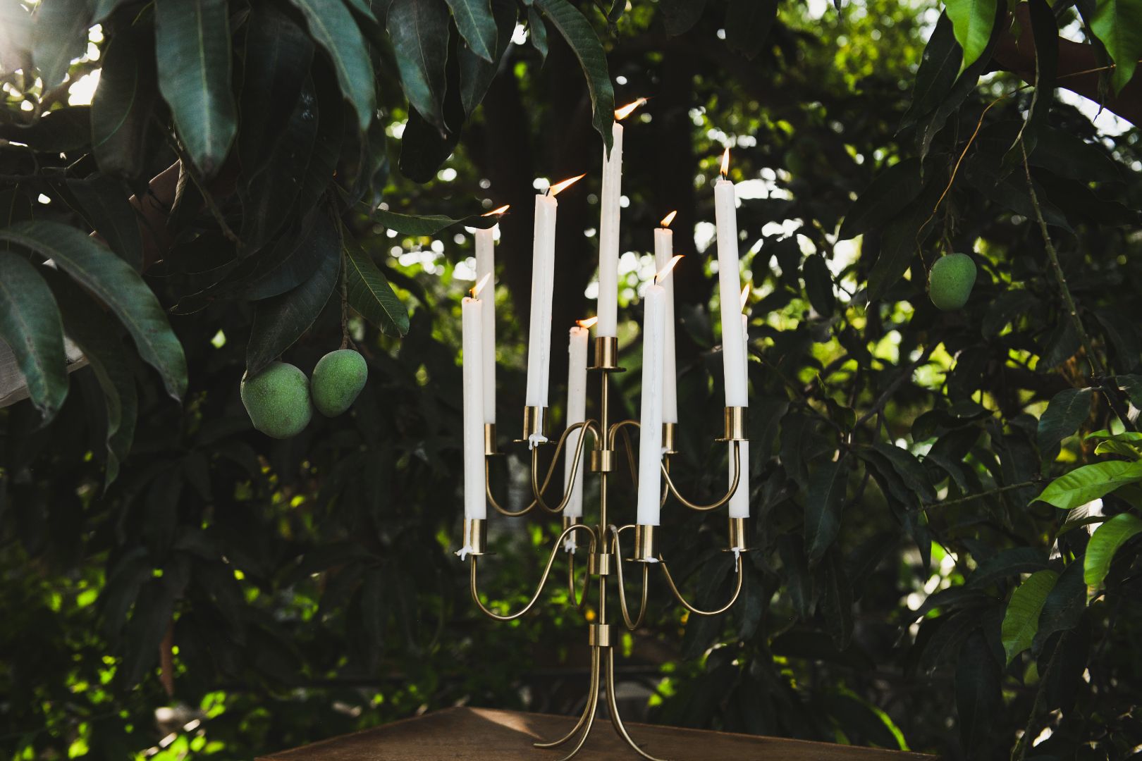 Cascading Nine-Arm Brushed Brass Candelabra