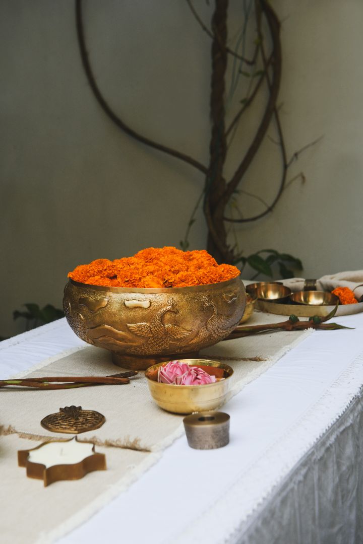 Peacock & Palms Brass Vase