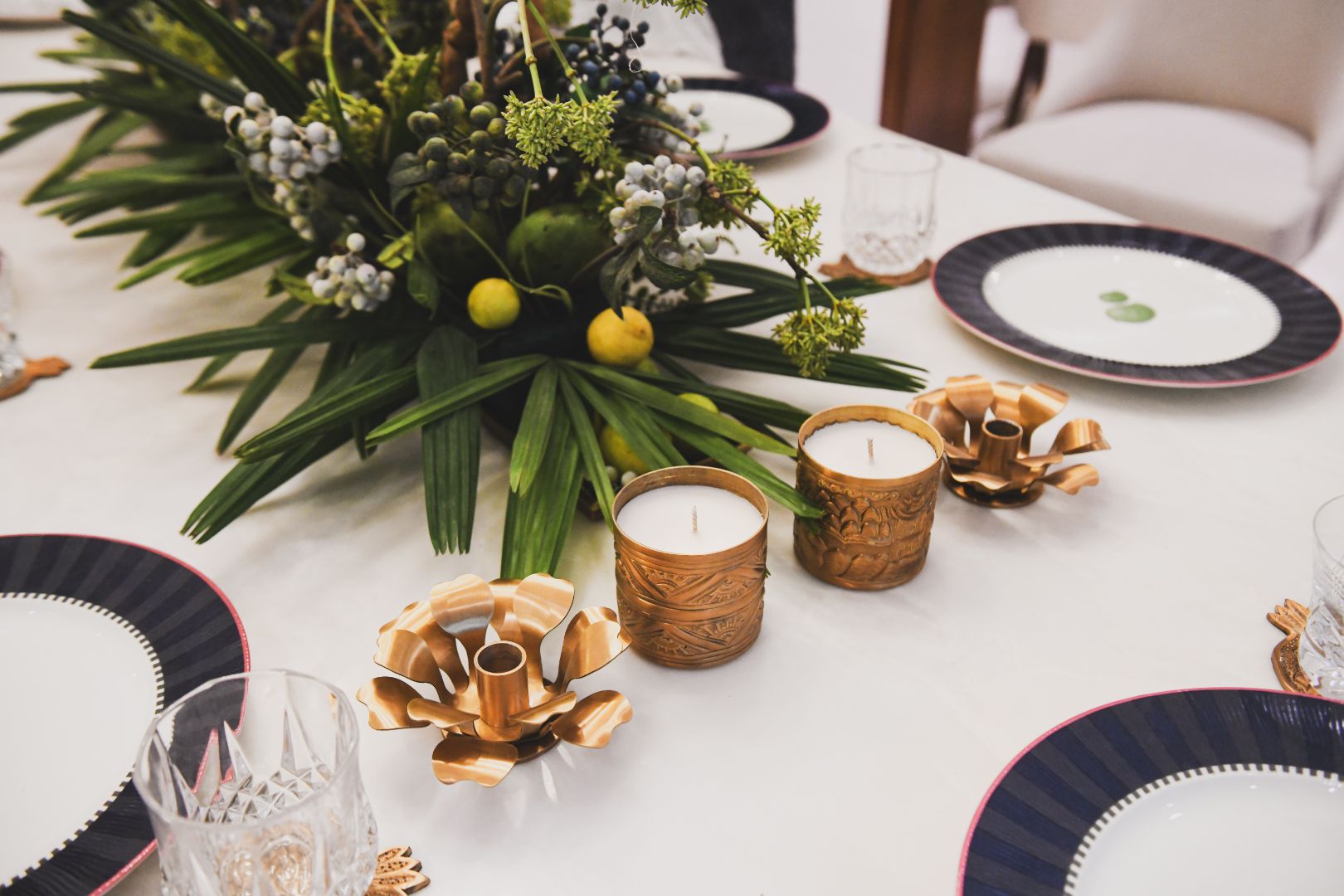 Geometric Candle in Brass