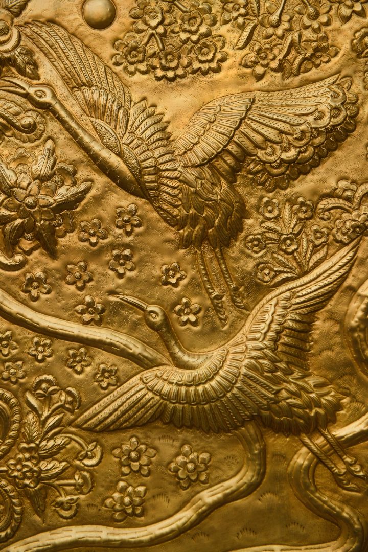 Flying Cranes Brass Wall Art Panel