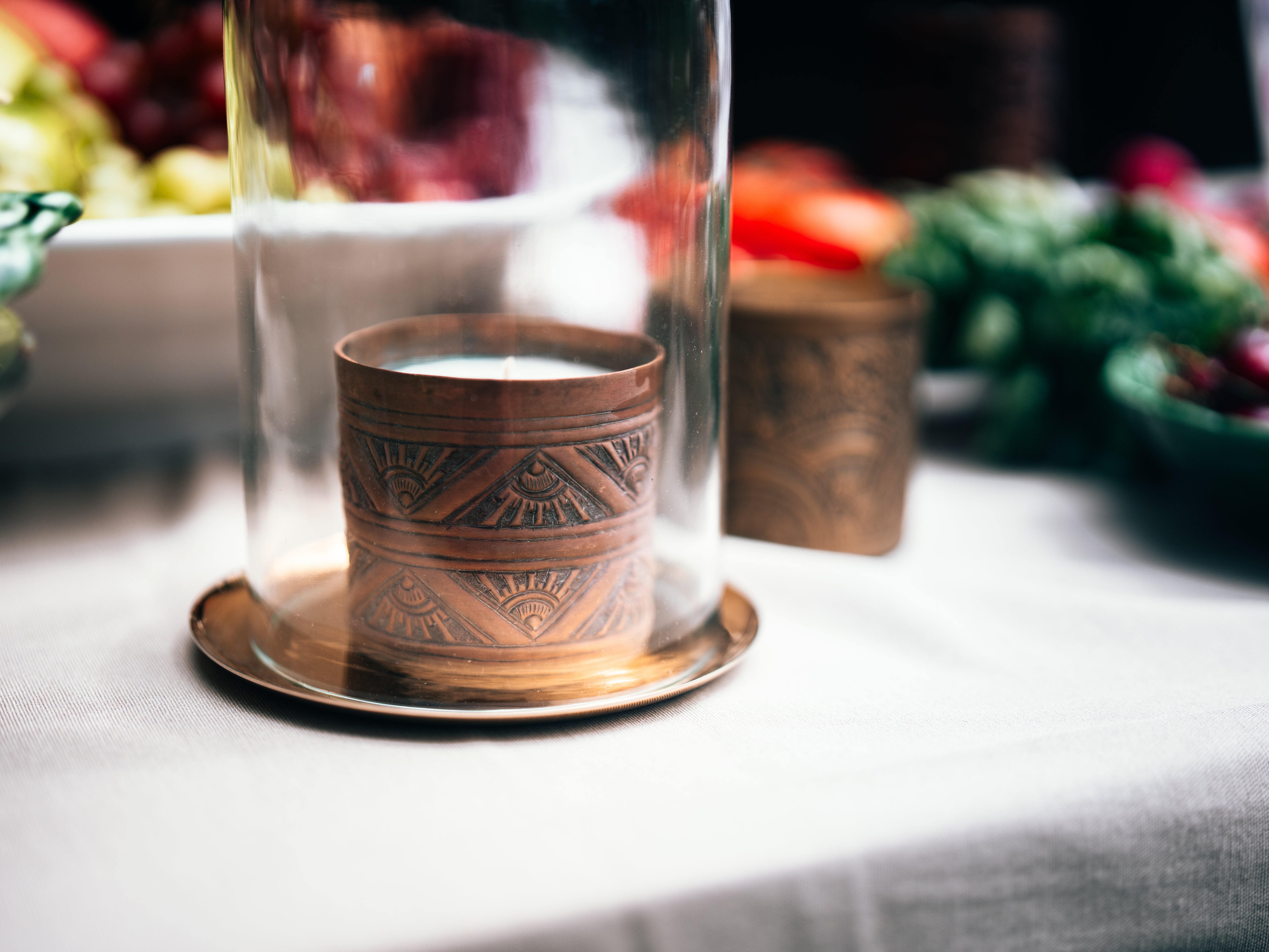 Geometric Copper Vessel Candle - Handcrafted Premium Scented Candle