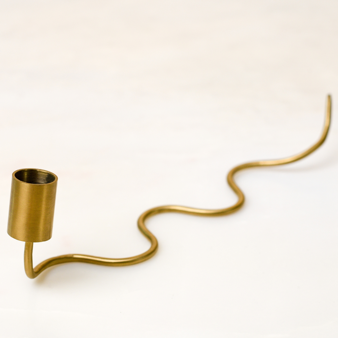 Serpentine Burnished Brass Taper Candle Holder
