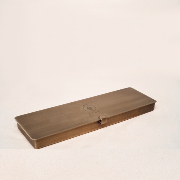Byaas | Anaar Engraved Incense & Storage Box, Brushed Brass