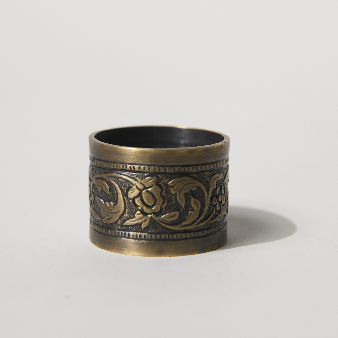 Byaas | Anaar Heritage Repoussé Napkin Rings, Set of 4, Brass