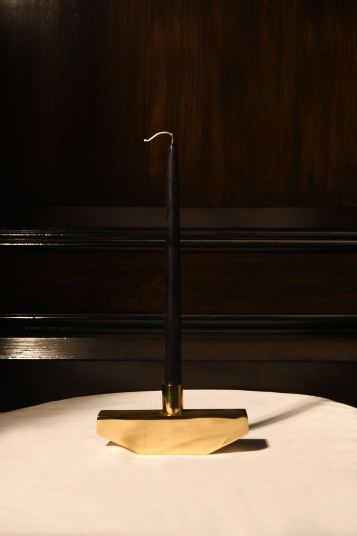 Byaas | Balancing Act Taper Candle Holder, Polished Brass (view 2)