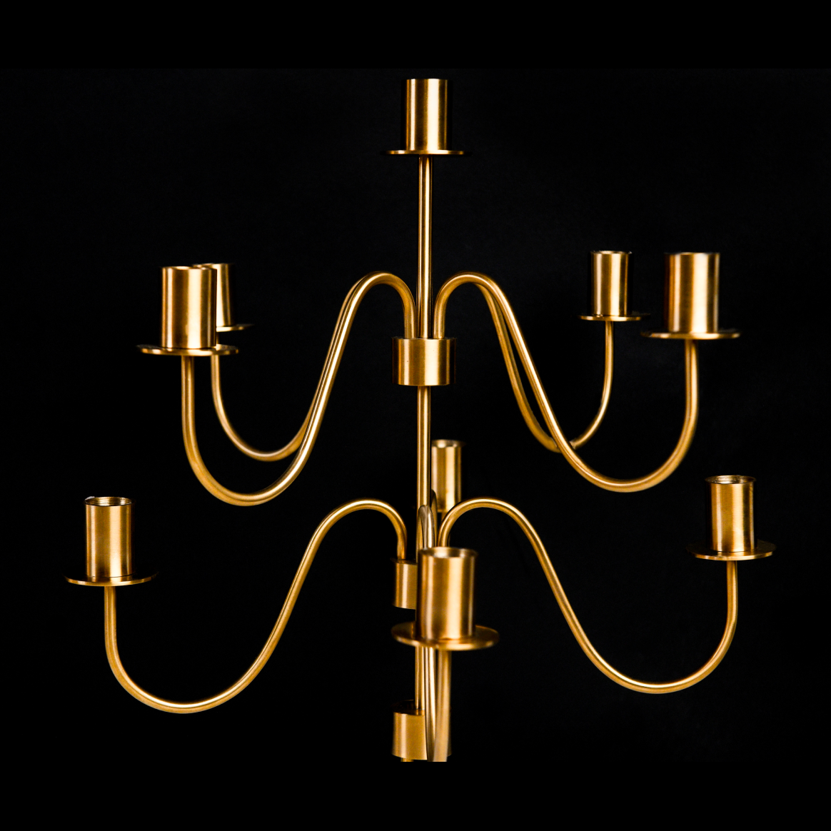 Byaas | Cascading Nine-Arm Candelabra, Brushed Brass (view 2)