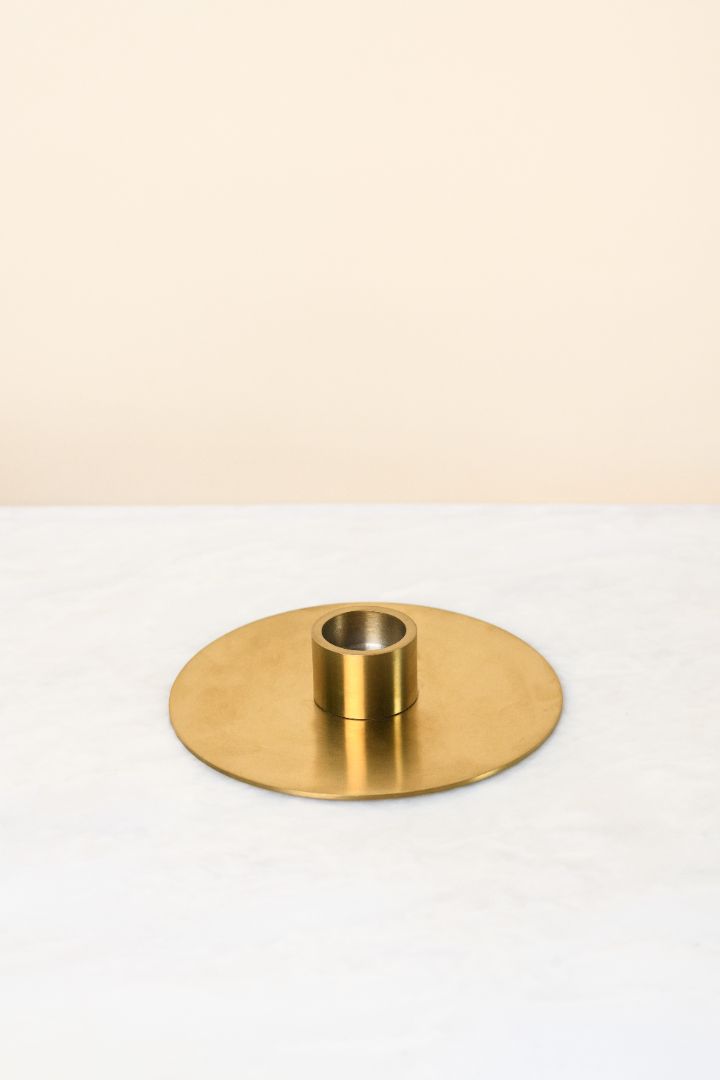 Byaas | Concentra Tealight Candle Holder, Brass Finish (view 2)