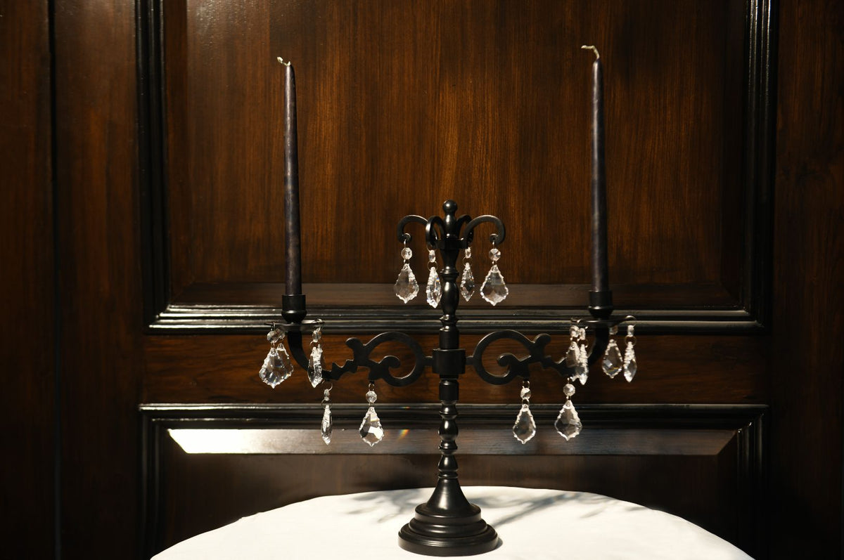 Crystal & Black Matte Statement Candelabra