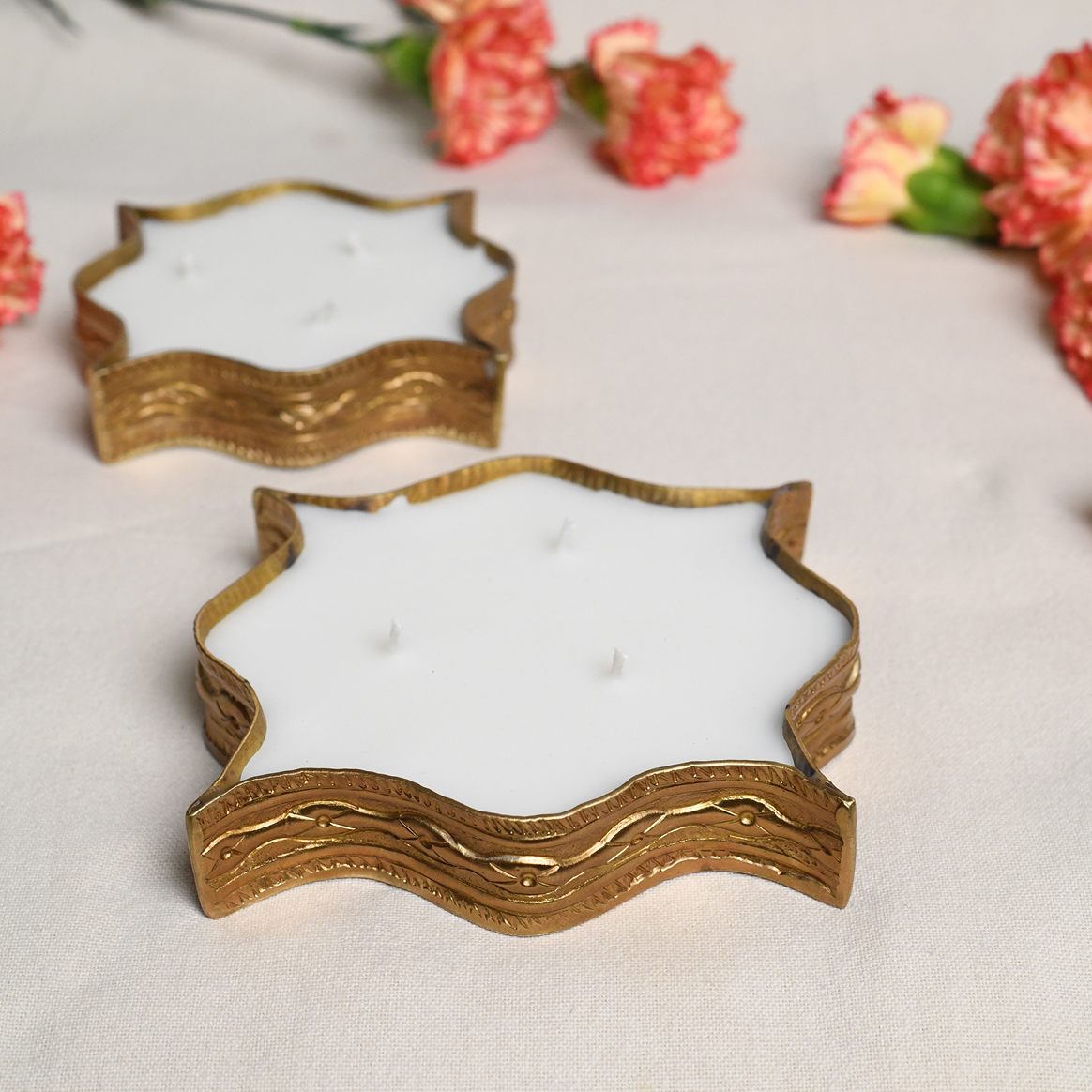 Byaas | Diya Multi-Wick Candle, Medium, Brass