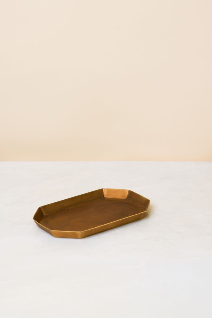Byaas | Elongated Octagonal Tray, Antique Brass (view 2)