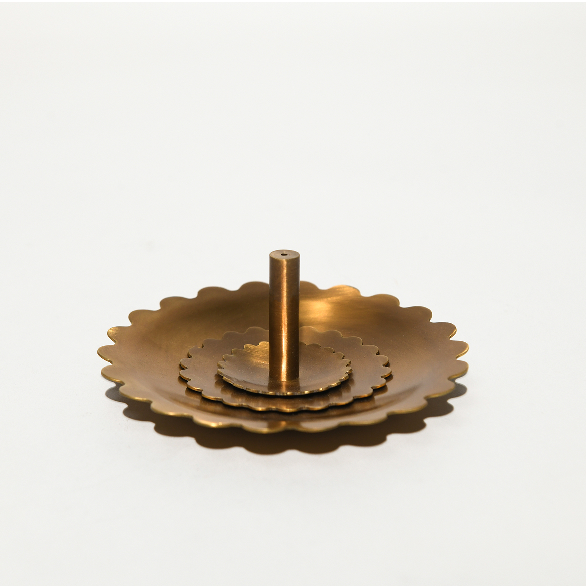 Byaas | Floral Incense Stick Holder, Burnished Brass