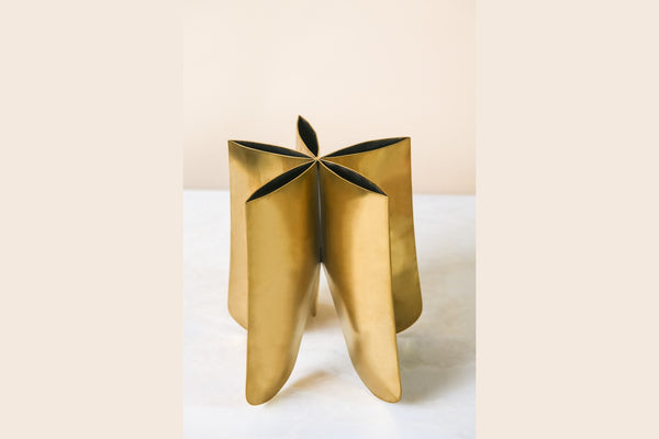 Byaas | Flower Petal Sculptural Vase, Burnished Brass