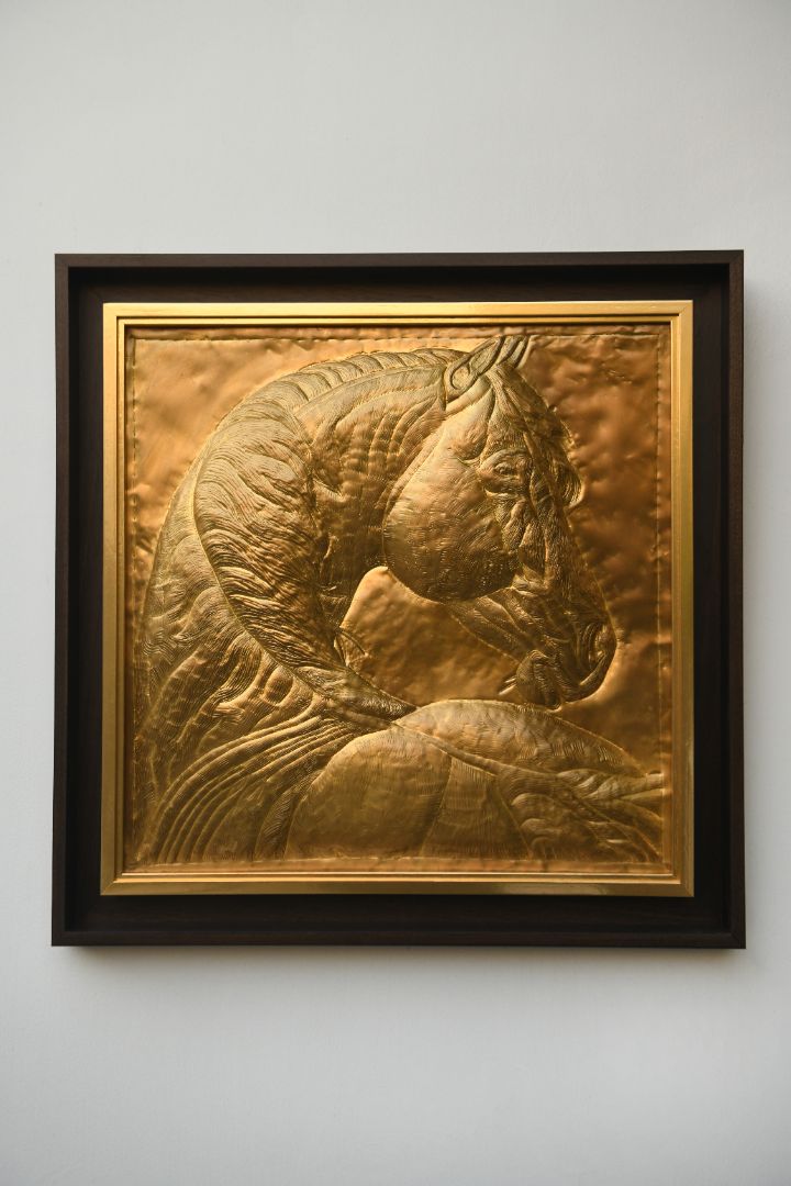 Byaas | Horse Repoussé Wall Art Panel, Solid Brass (view 2)