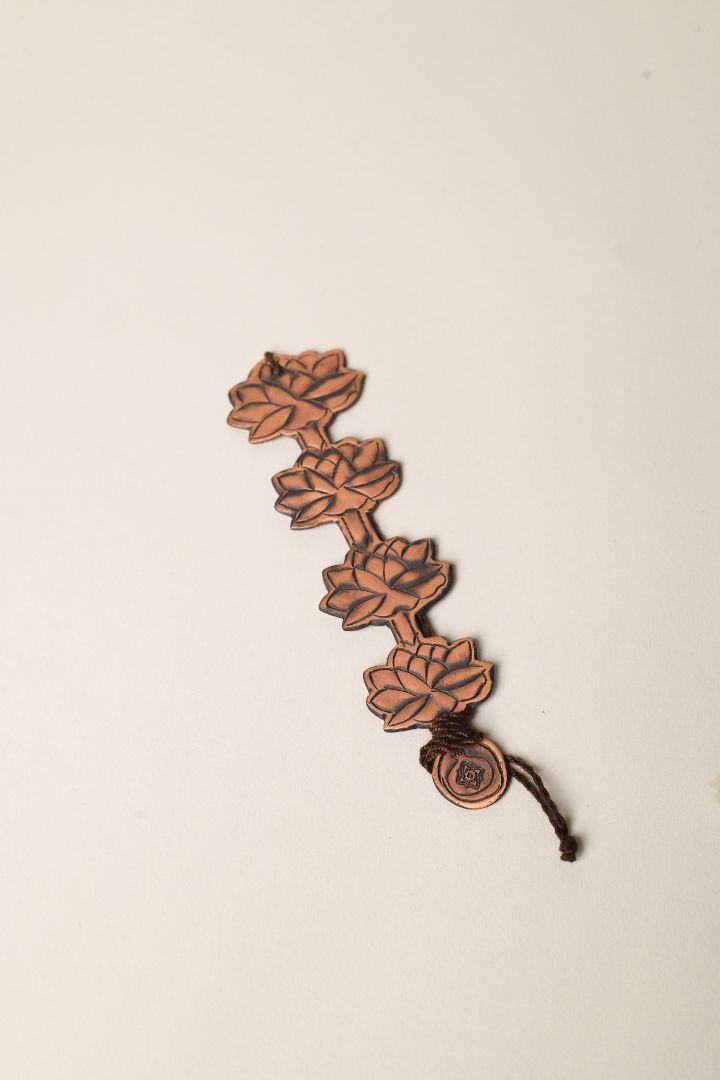 Byaas | Mogra Lotus Chain Repoussé Bookmark, Antique Copper (view 2)