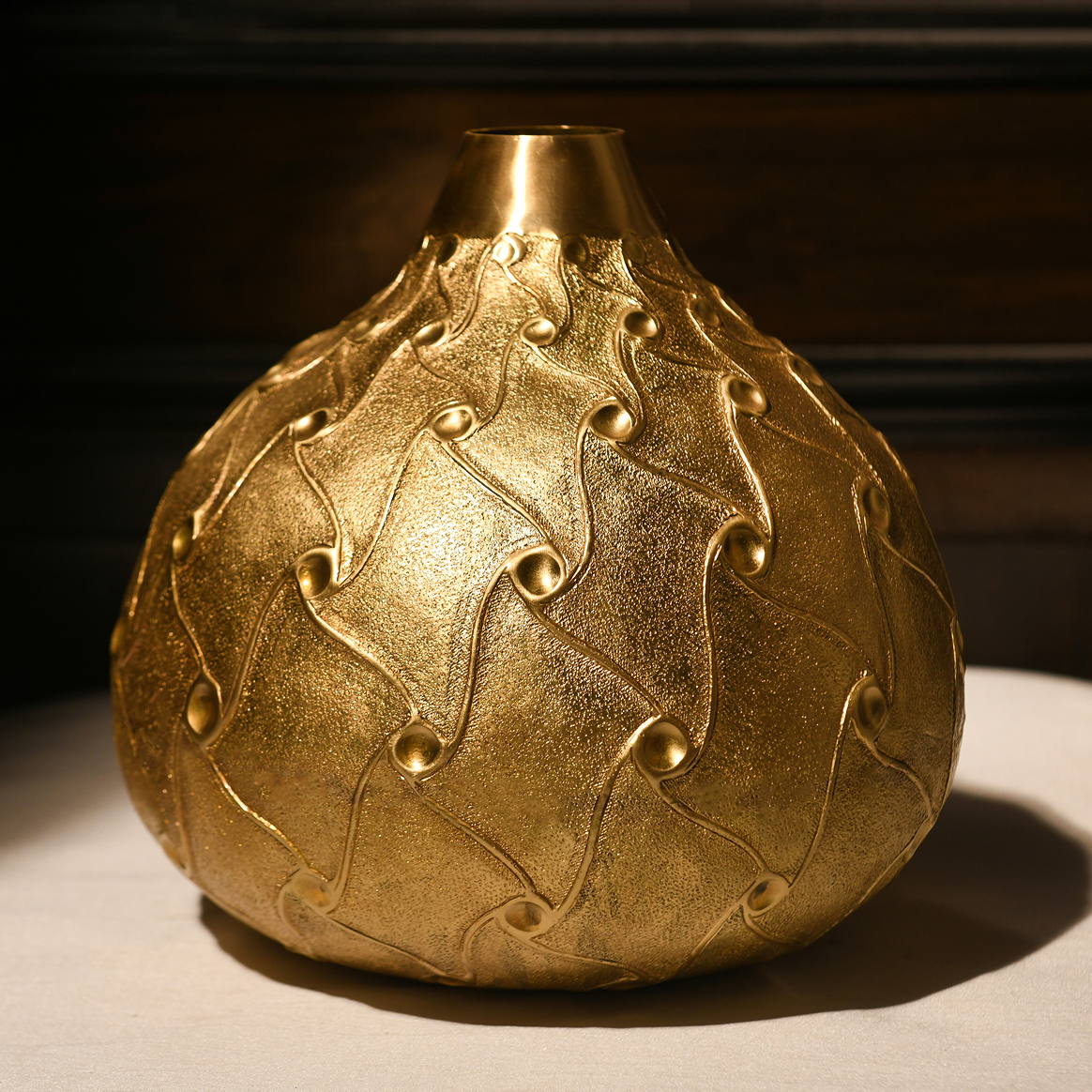 Byaas | Museum-Style Statement Vase, Brass