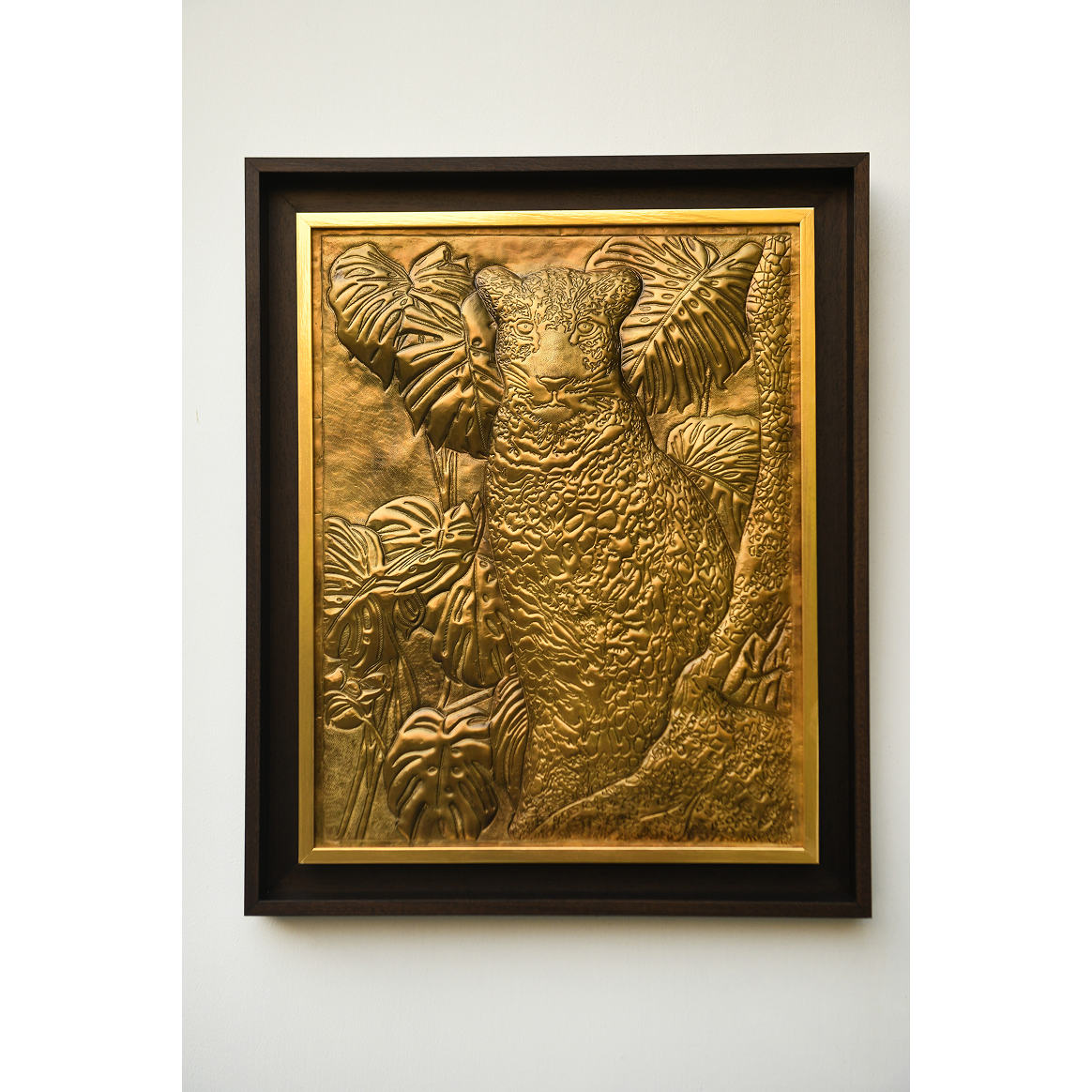 Byaas | Panther Repoussé Wall Art Panel, Solid Brass (view 2)