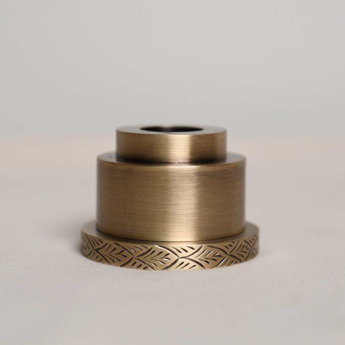 Byaas | Peacock Repoussé Taper Candle Holder, Brushed Brass