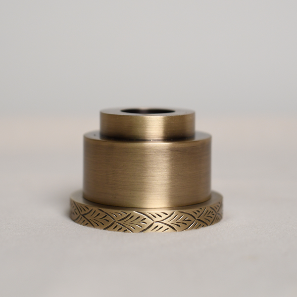 Byaas | Peacock Repoussé Taper Candle Holder, Brushed Brass