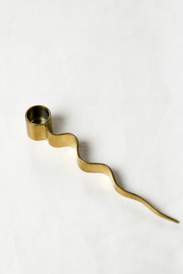Byaas | Slithering Snake Taper Candle Holder, Polished Brass (view 2)