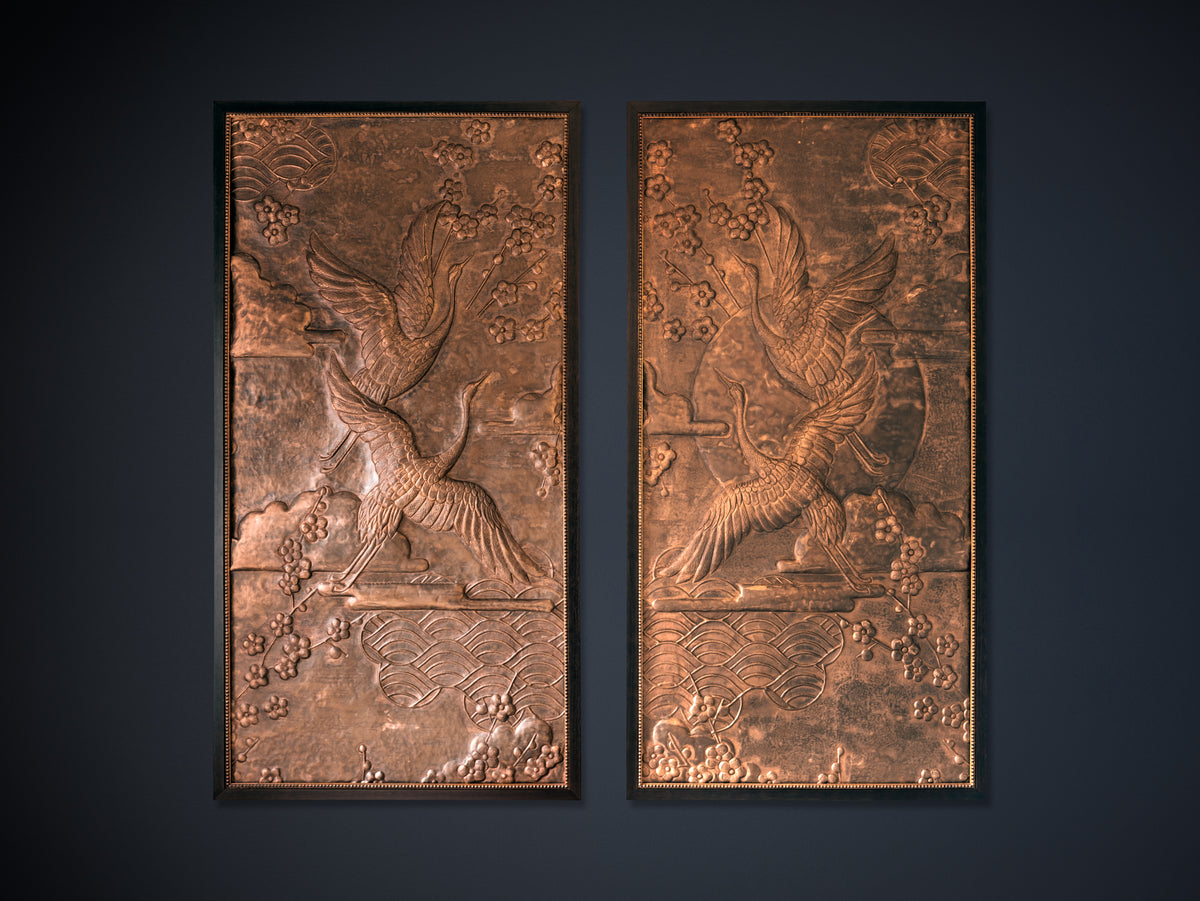 Byaas | Soaring Cranes Wall Art Diptych, Set of 2, Brass (view 2)