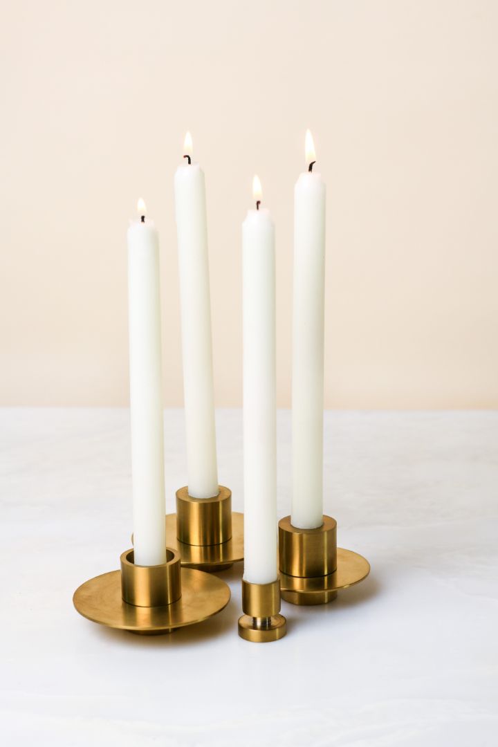 Byaas | Stela Petite Column Taper Candle Holder, Antique Brass (view 9)