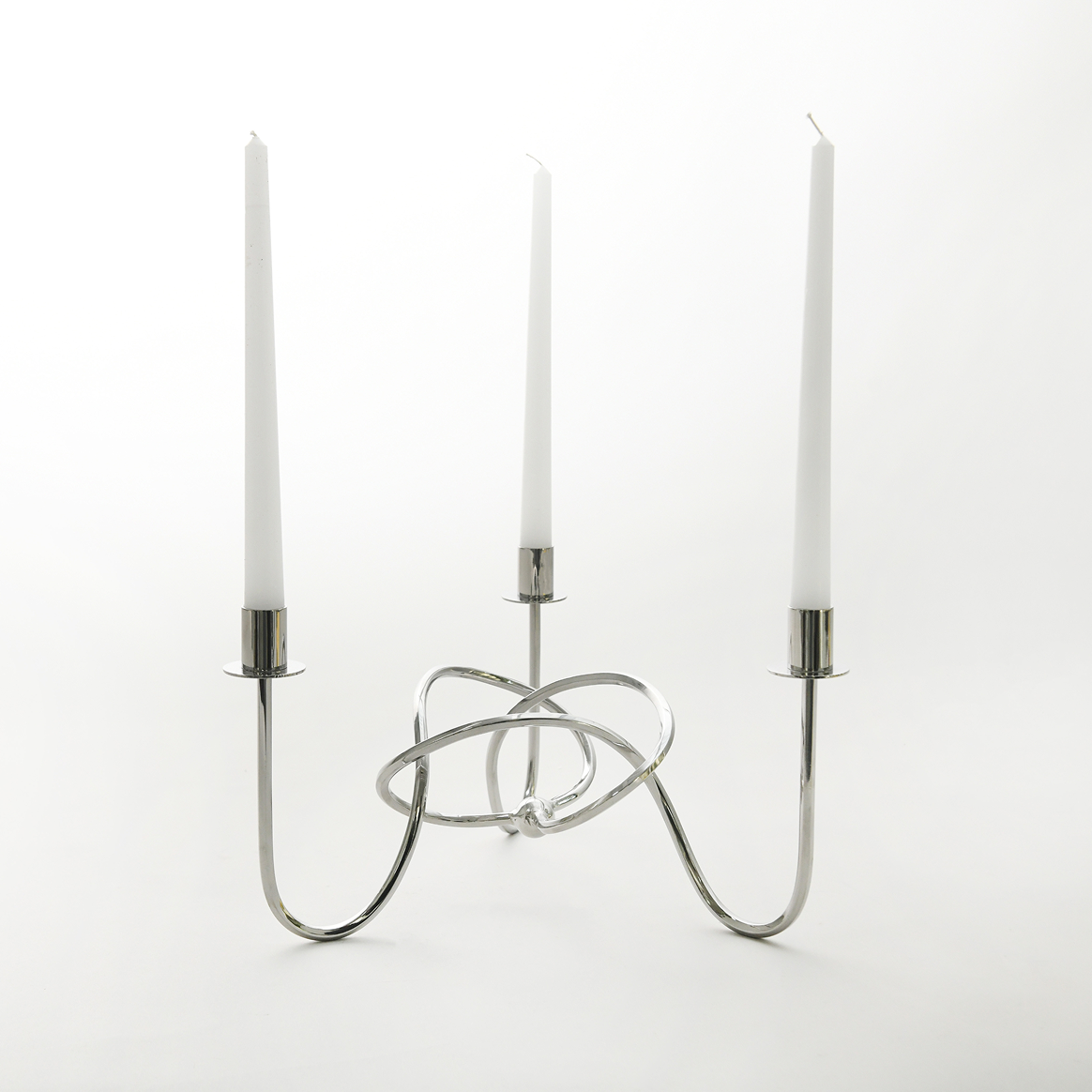 Byaas | Thread of Togetherness Taper Candle Holder, Set of 3, Chrome